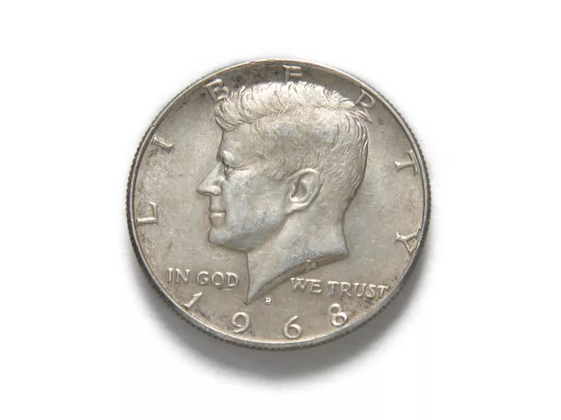 This Kennedy Half Dollar Coin from 1968 is copper