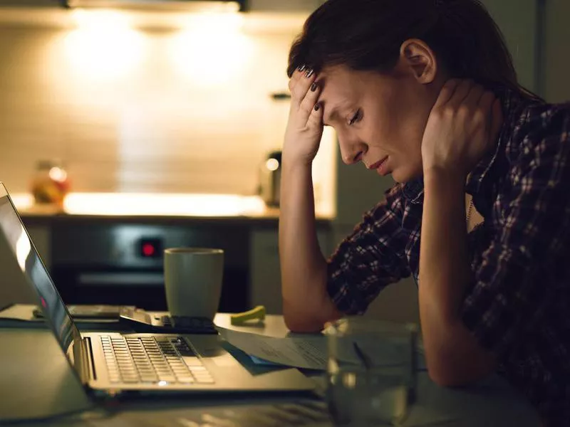 woman stressed at home