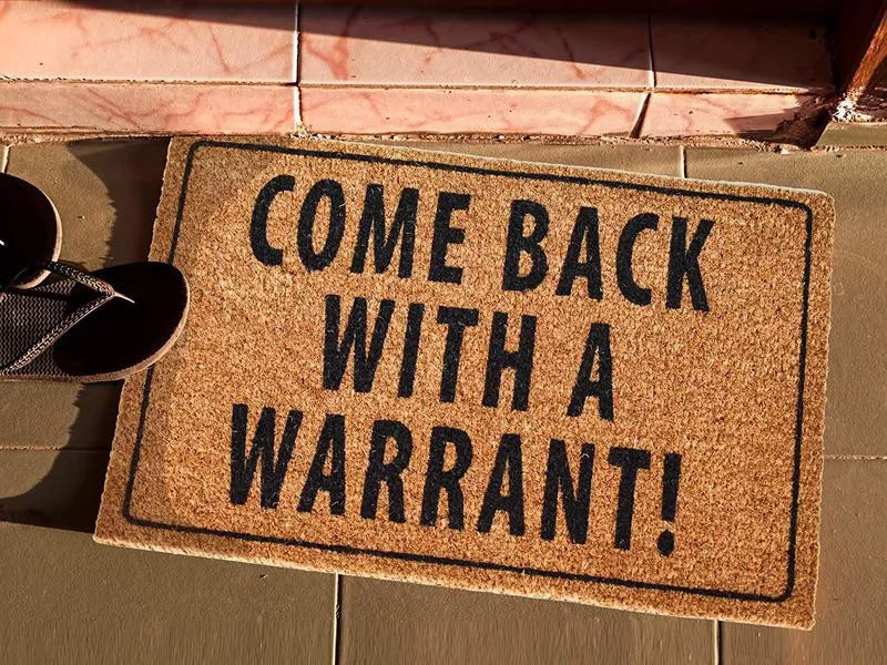 Come back with a warrant doormat