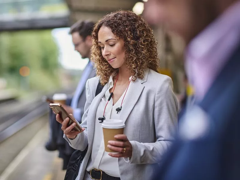 Woman looking at her phone