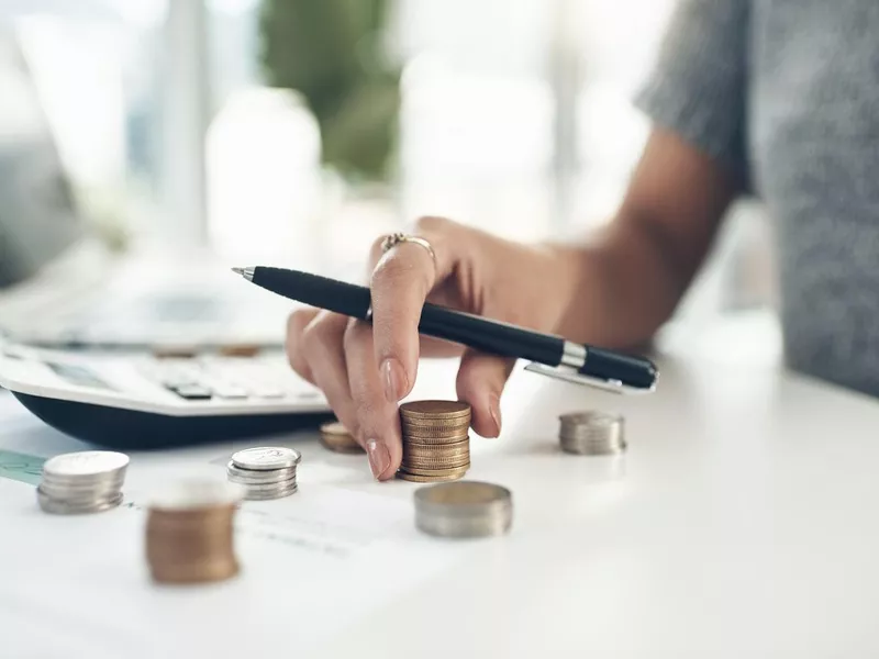 Adding up coins at the office