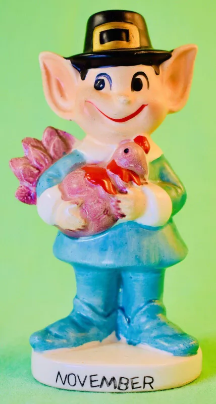 Vintage November Turkey Elf Fall Figurine