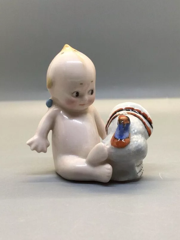 Vintage Rose O’Neill Kewpie and Turkey Single Salt Pepper Shaker