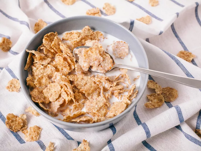 Healthy breakfast with corn flakes