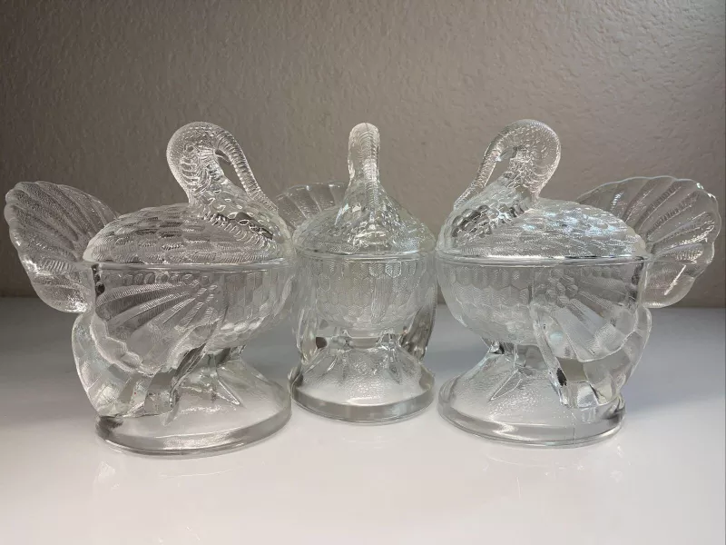 Vintage L.E. Smith Glass Thanksgiving Turkey Dishes