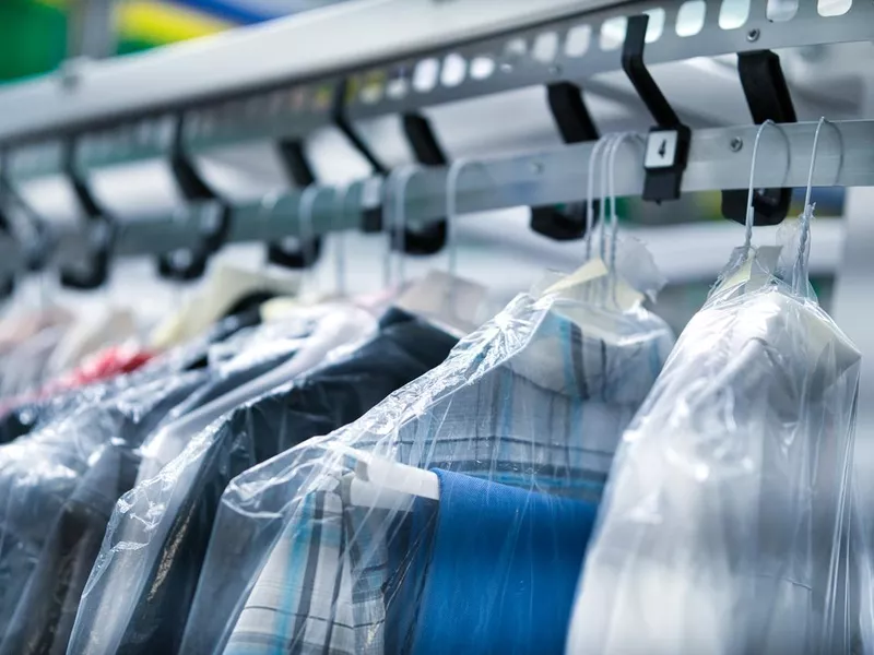 Shirts of office workers in dry cleaning