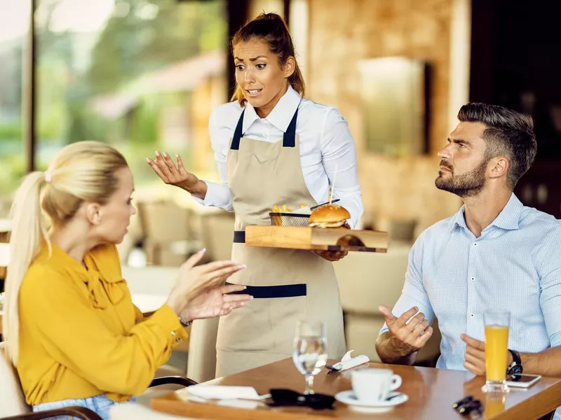 Upset at waitress