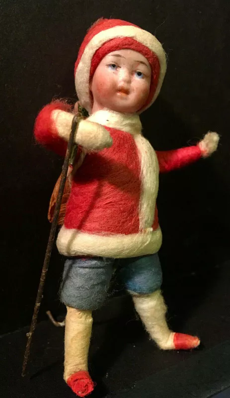 Spun cotton Heubach boy German Christmas decoration