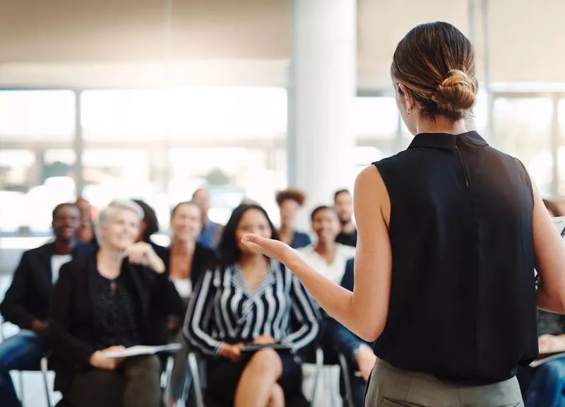 Businesswoman speaking