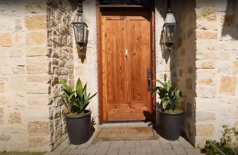 Heavy wood front door