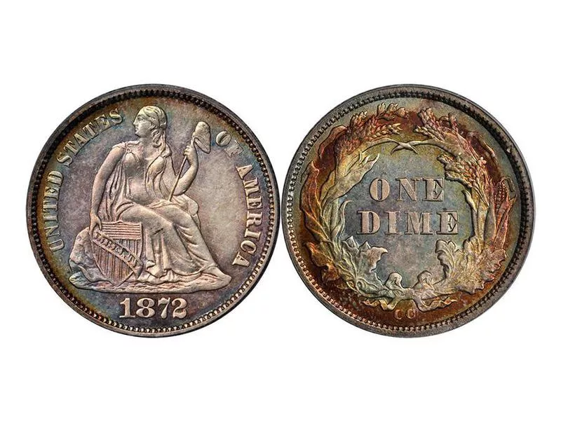 1872 CC Seated Liberty Dime