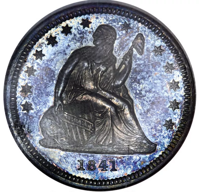 1841 Proof Liberty Seated Quarter