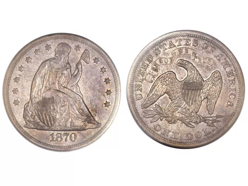 1870-S Seated Liberty Silver Dollar