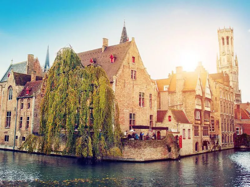 Waterfront buildings in Bruges, Belgium