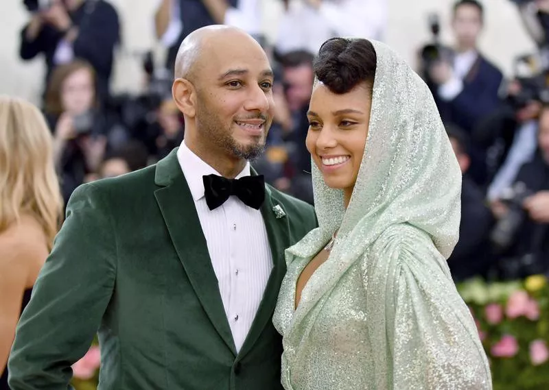 Swizz Beatz, left, and Alicia Keys attend the Met Gala