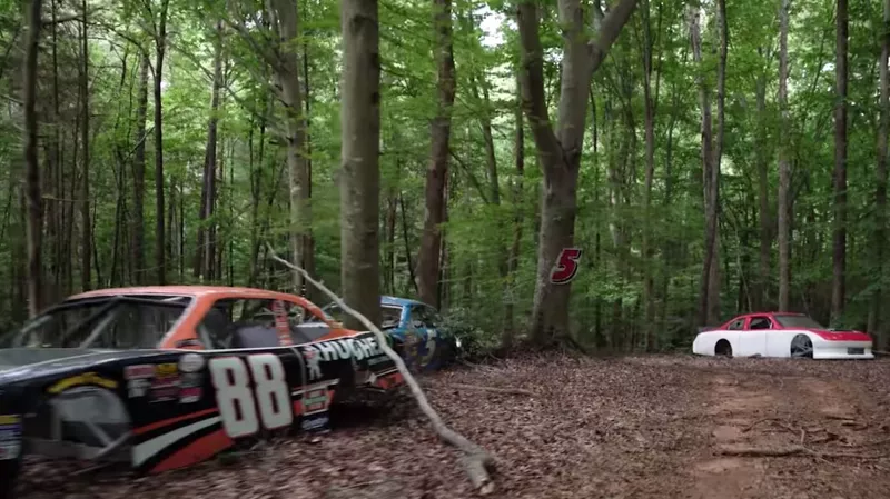 Dale Earnhardt Jr.'s race car graveyard