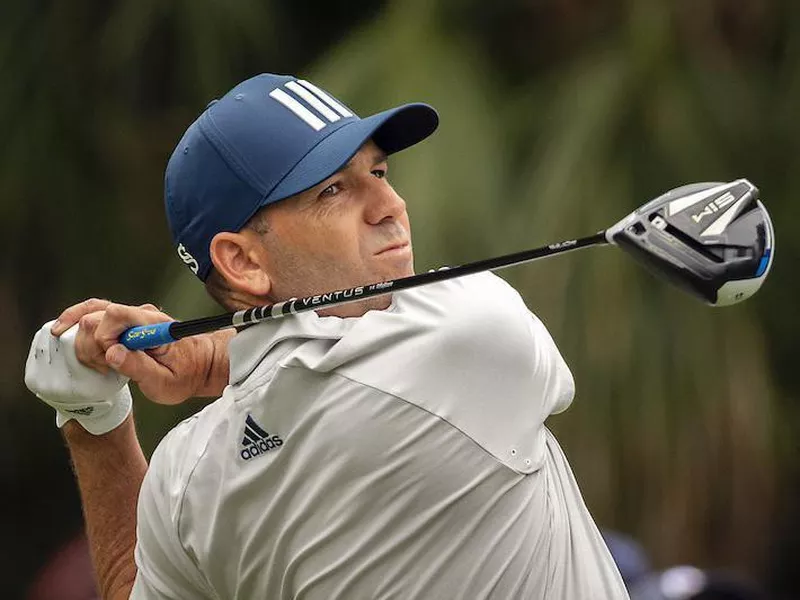 Sergio Garcia watches his shot