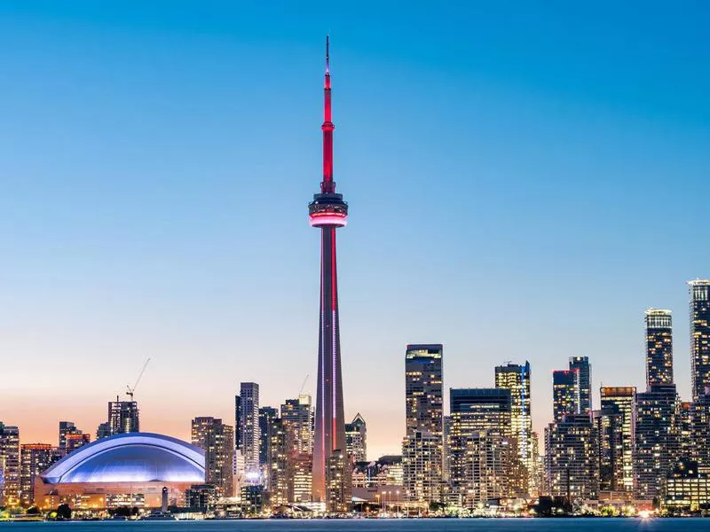 Toronto city skyline at night, Ontario, Canada