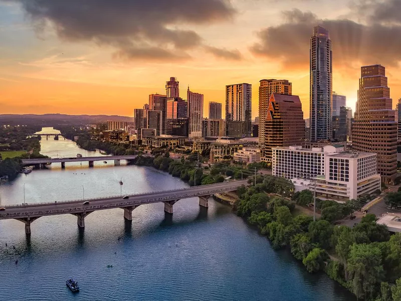 Downtown Austin Texas with capital and riverfront