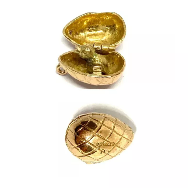 Vintage Gold Easter Egg Charm