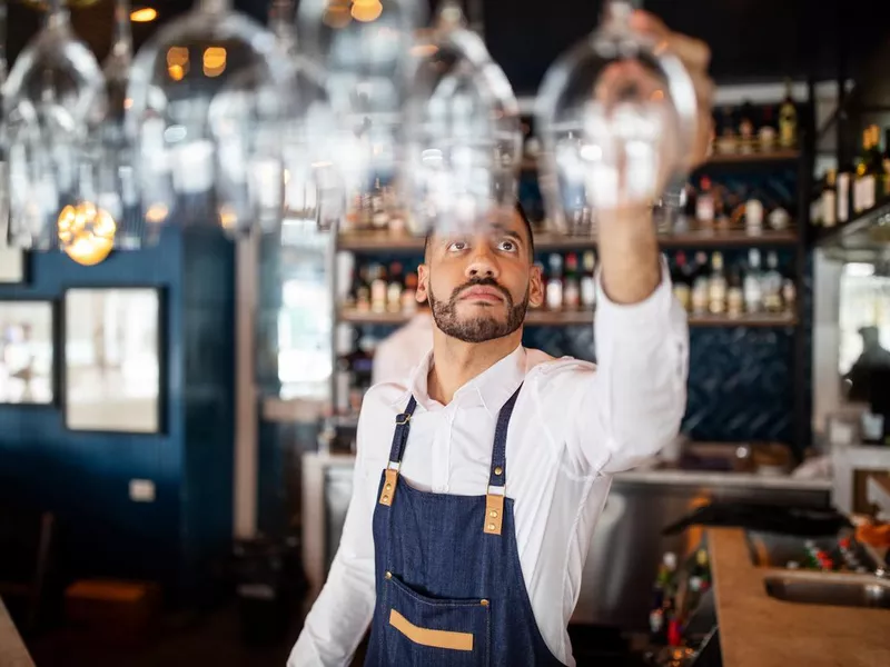 Bartender working at the cafe