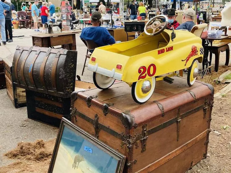 Unique car and chests at The Raleigh Market