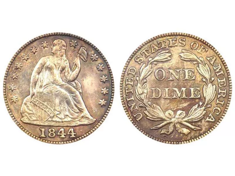 1844 Seated Liberty Dime