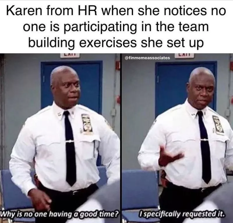 Brooklyn 99 team building meme