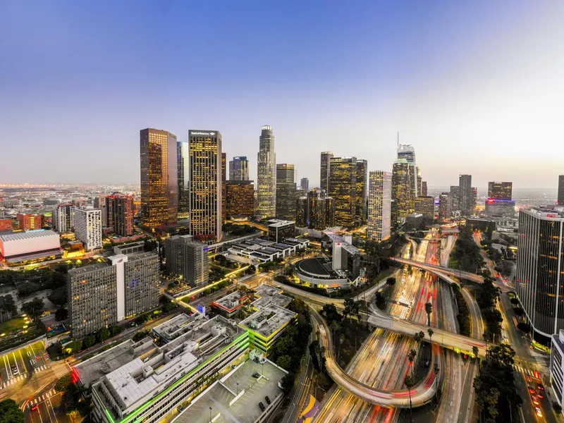 Downtown Los Angeles skyline at night