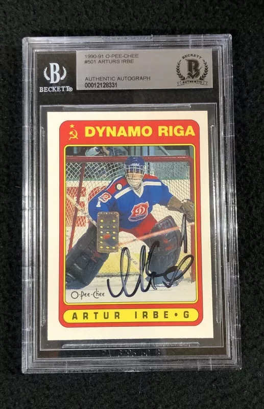 Arturs Irbe signed rookie card