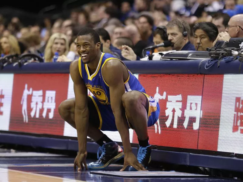 Harrison Barnes waits to enter game