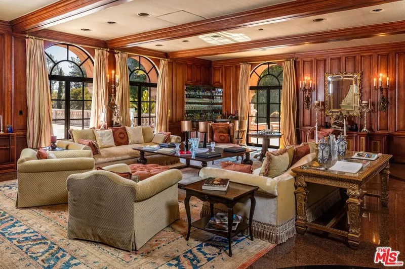 Living room with paneled walls