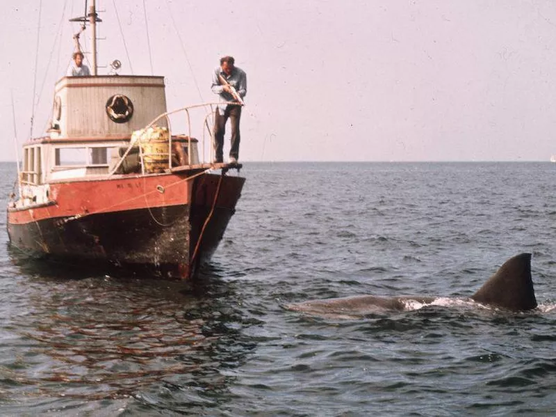 Robert Shaw and Richard Dreyfuss in Jaws