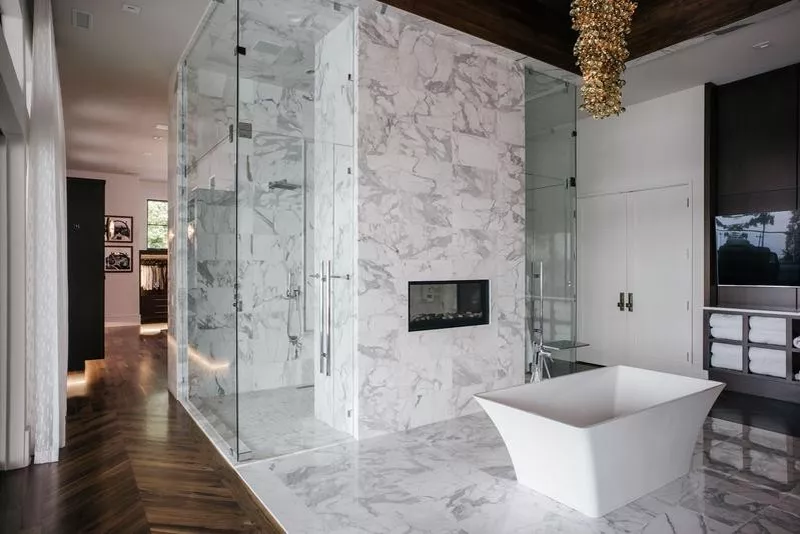 Marble master bathroom