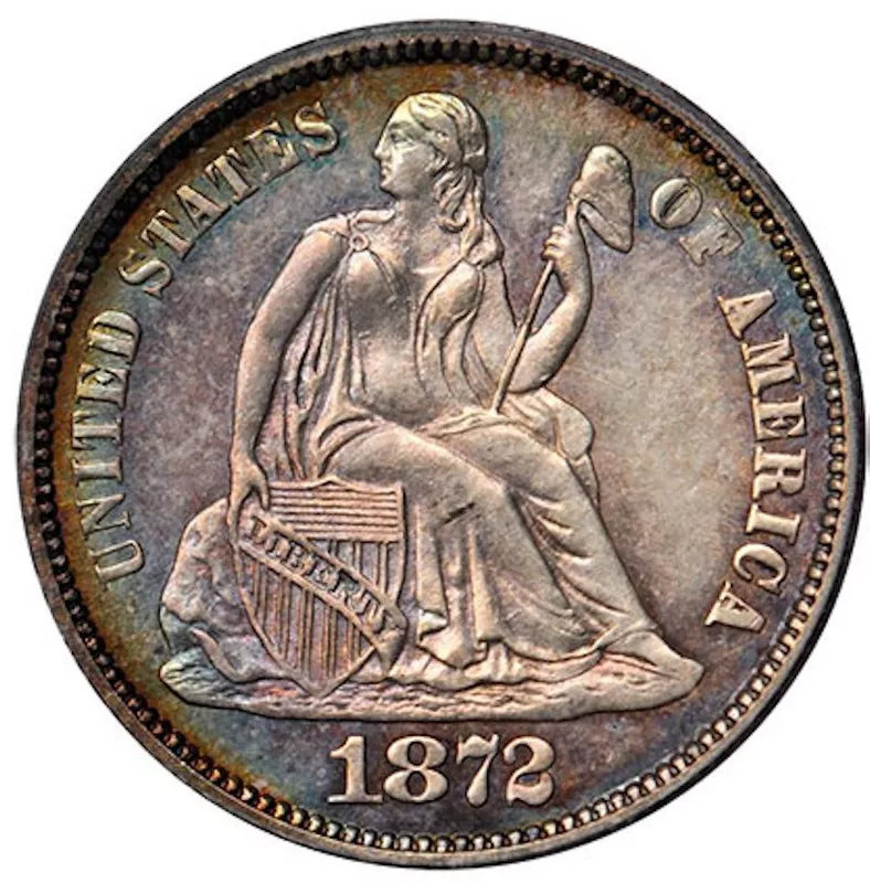 1872 CC Seated Liberty Dime