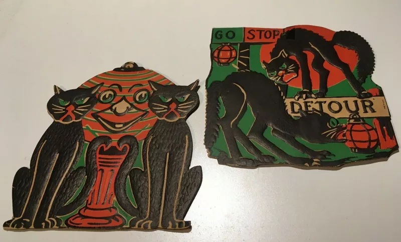 Vintage 1950s Cardboard Die-Cut Halloween Decoration