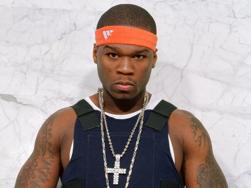 50 Cent with orange headband