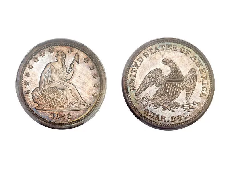 Proof 1838 Seated Liberty Quarter