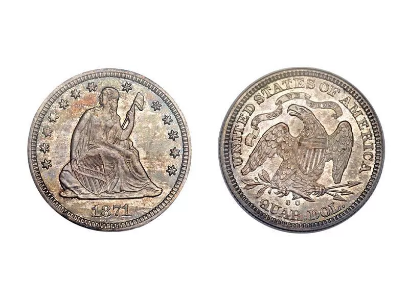 1871-CC Liberty Seated Quarter