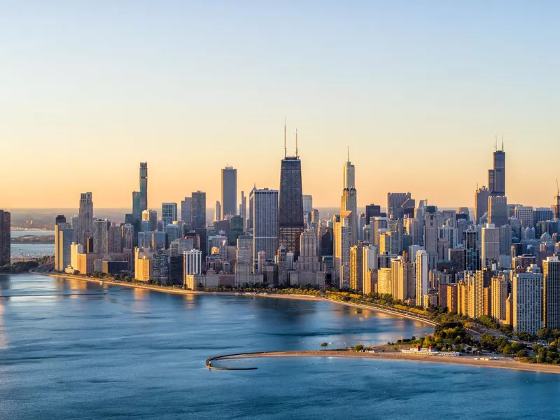 Chicago cityscape at sunrise