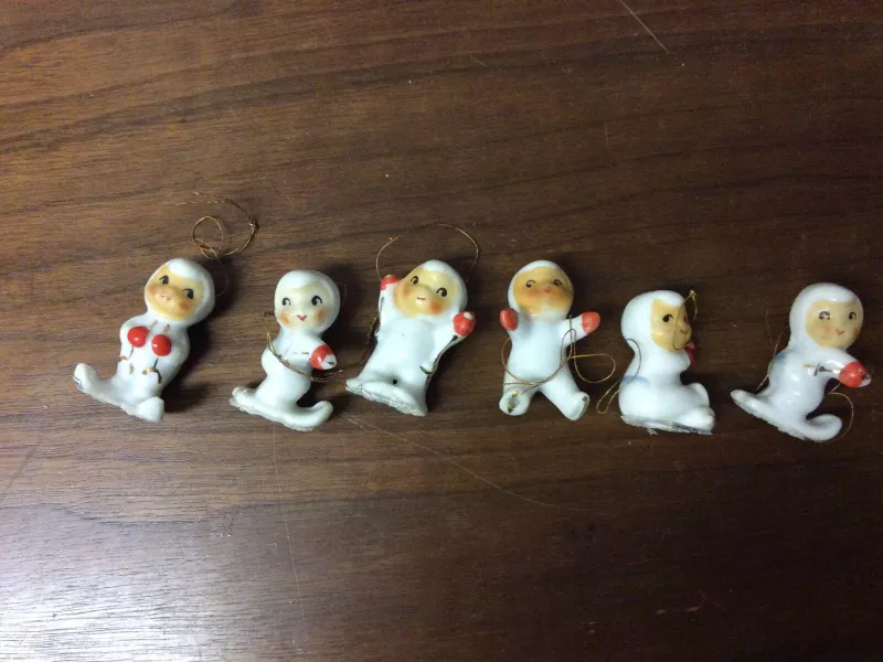 Vintage Porcelain Christmas Ornament Set