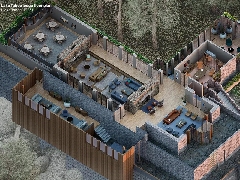 Frank Lloyd Wright Tahoe house plan