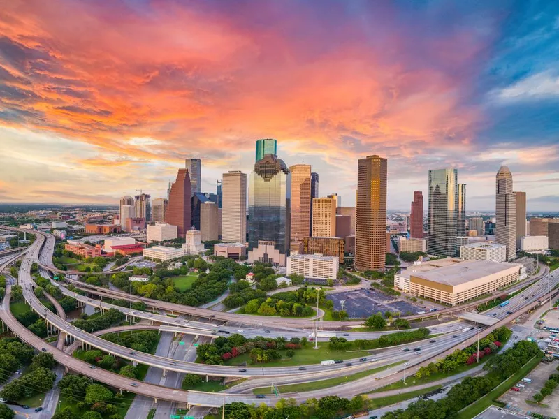 Houston, Texas, USA Drone Skyline Aerial Panorama