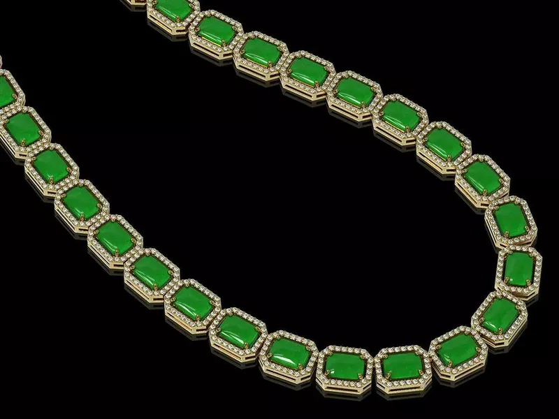 Jade and Diamond Halo Necklace