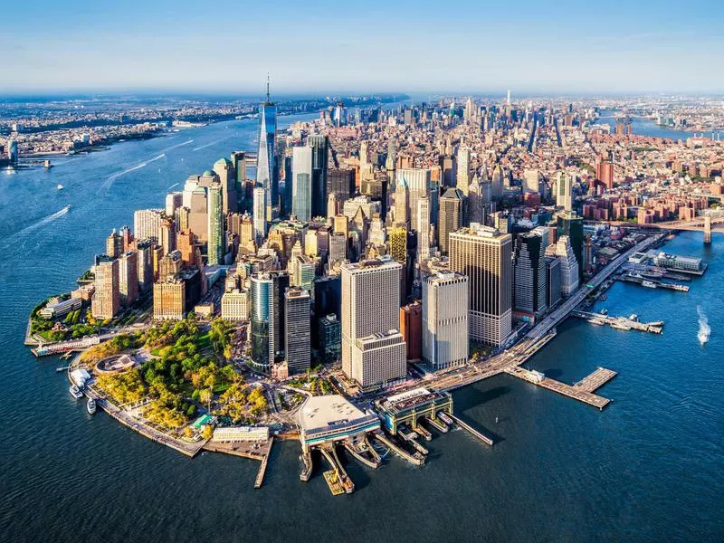 Aerial view of Lower Manhattan. New York