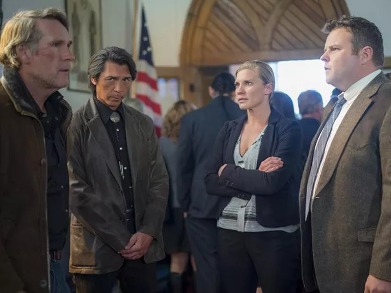 Lou Diamond Phillips, Katee Sackhoff, Robert Taylor, and Adam Bartley in Longmire