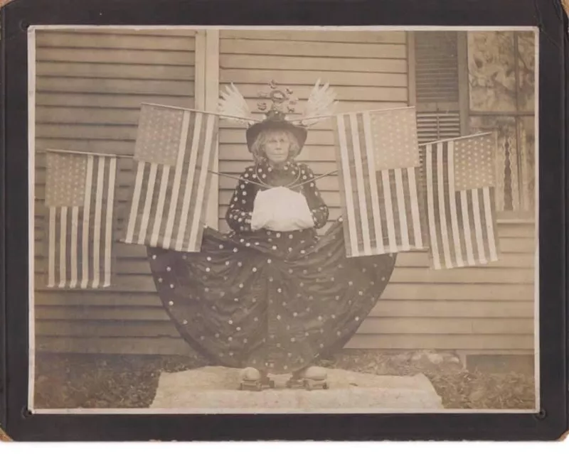 Woman with American flags