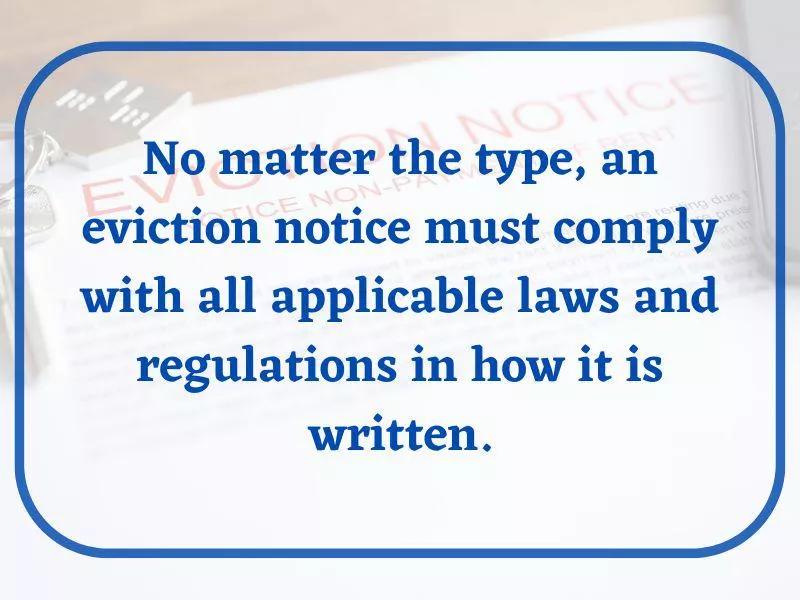 Eviction notices must comply with all applicable laws