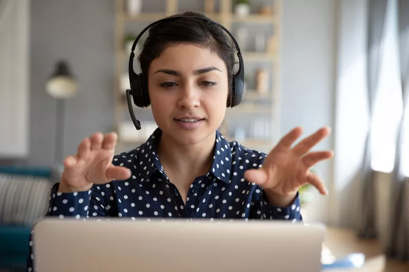 Woman on headset