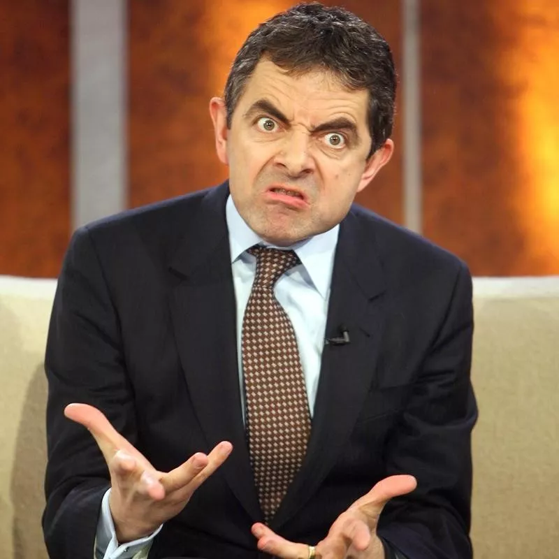 Rowan Atkinson makes grimace at German TV show